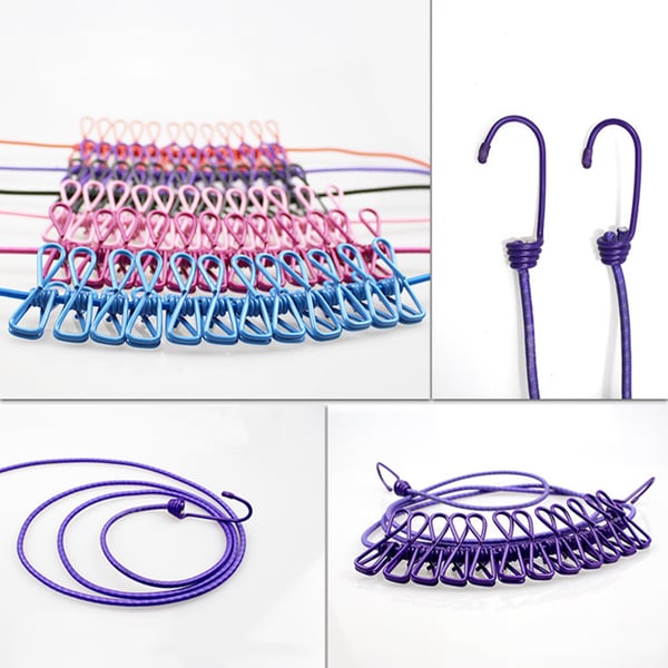 Portable Clothesline (Home, Outdoor, Camping with 12 Clips)