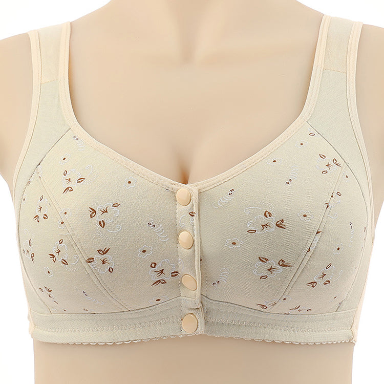 Soft Cotton Unwired Front Button Printed Bra
