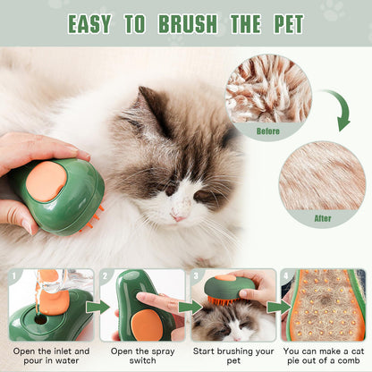 3 in 1 Cat Steamy Brush for Massage, Clean and Removing Loose Hair