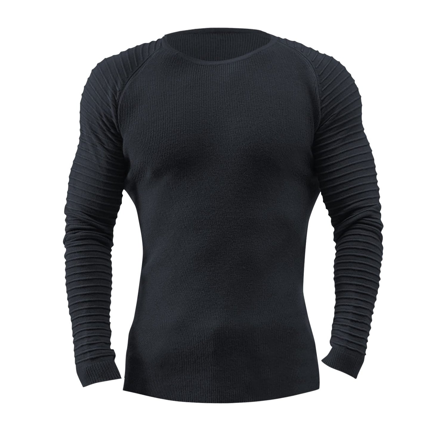 Men's Basic Knitted Crew Neck Long Sleeve Pullover