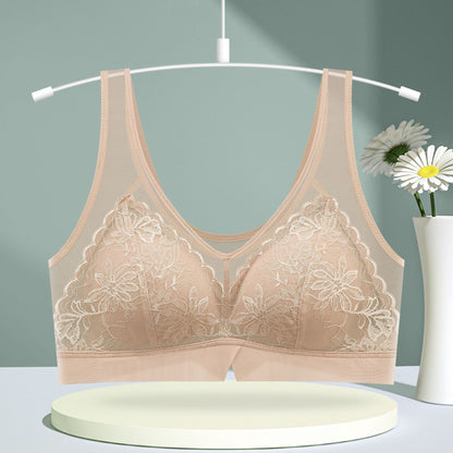 Women's Wireless Lace Wide Strap Tank Top Bra